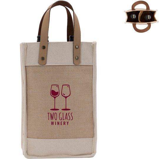 Sonoma Cotton Jute Wine Cooler Tote Bag Promotions Now