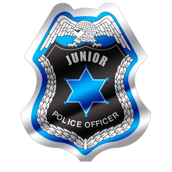 Junior Police Officer Foil Sticker Badge, Stock