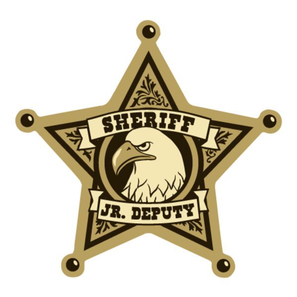 Junior Deputy 5 Point Sheriff Foil Sticker Badge, Stock