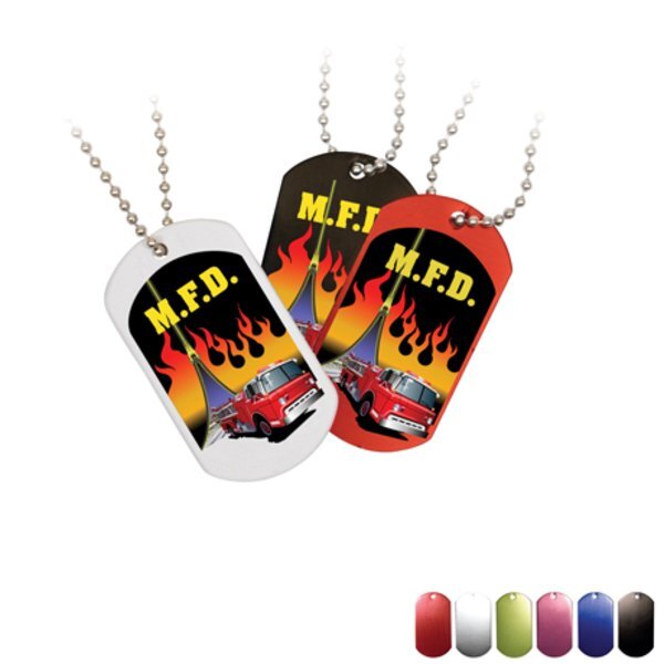 Metal Dog Tag w/ 23-1/2" Chain, Full Color Imprint