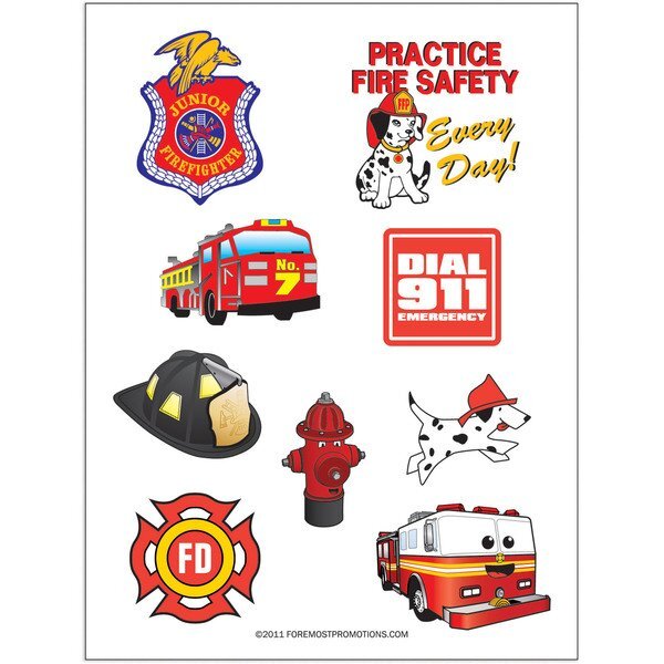Fire Safety Tattoo Sheet, Stock