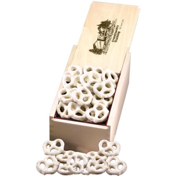 White Chocolate Pretzels in Wooden Collector's Box