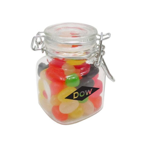 Mini Hinged Top Glass Jar w/ Jelly Beans