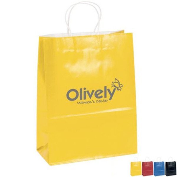 Gloss Finish Paper Shopper, 10" x 13", Colors