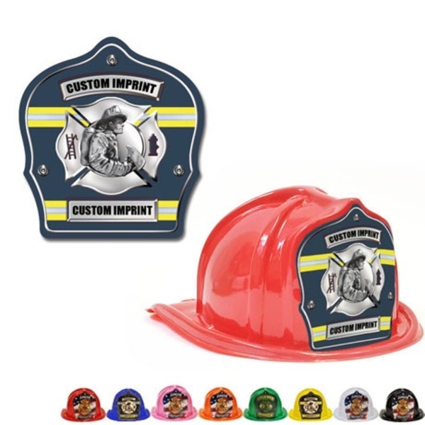 Chief's Choice Kid's Firefighter Hat, Fireman Design w/ Blue Background