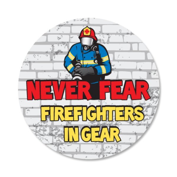 Never Fear Firefighters In Gear Sticker Roll, Stock