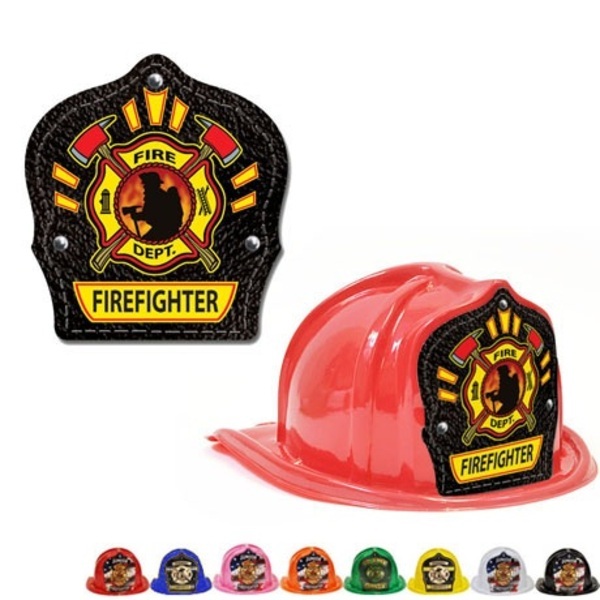 Chief's Choice Kid's Firefighter Hat, Leather & Flame Design, Stock