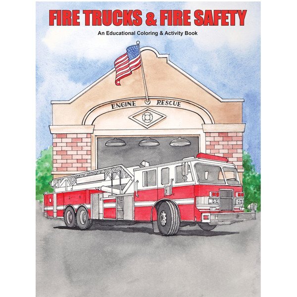 Fire Trucks & Fire Safety Coloring Book, Stock