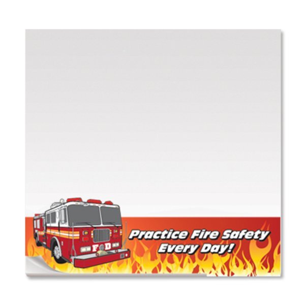 Practice Fire Safety Every Day, 25 Sheet Sticky Pad , Stock