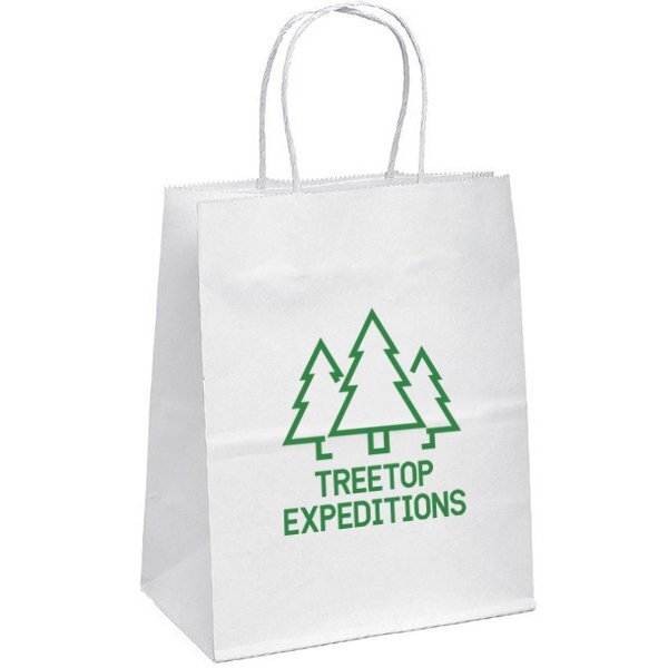 White Paper Shopper Bag, 7-3/4" x 9-3/4"