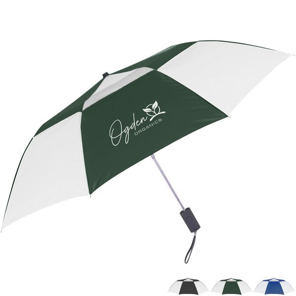 Telescopic Folding Nylon Vented Umbrella, 44" Arc