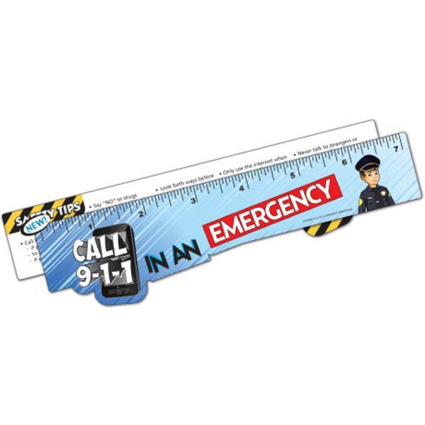 Call 911 Emergency Laminated Safety Ruler, Stock