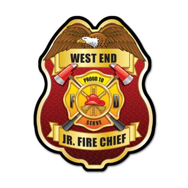 Junior Fire Chief Proud To Serve Plastic Badge