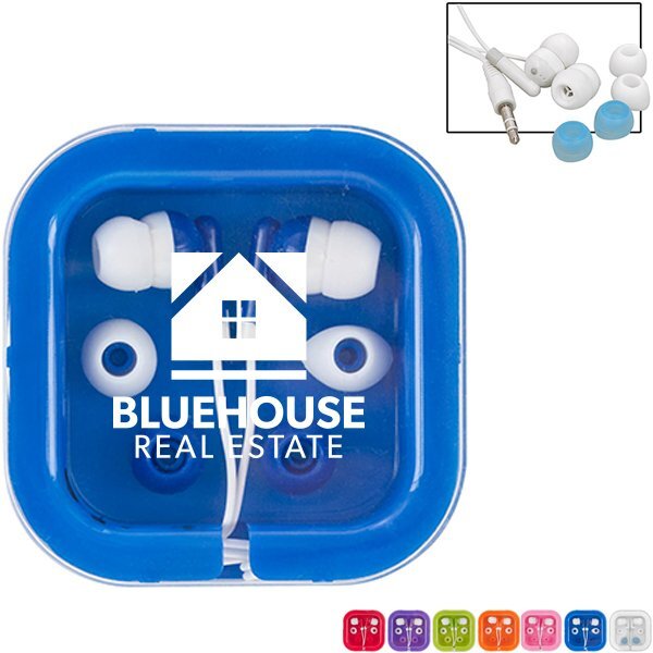 Brightly Colored Ear Buds in Case
