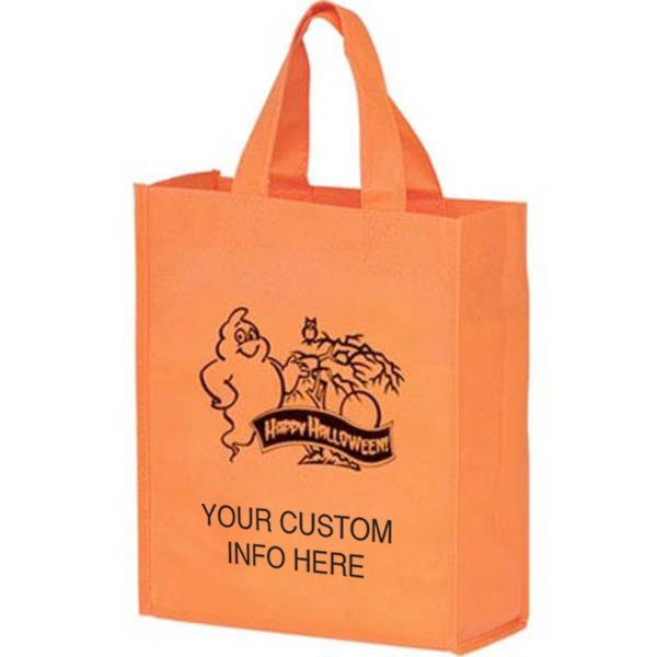 Halloween Non-Woven Mini Tote Bag w/ Ghost Graphic, 8" x 10"