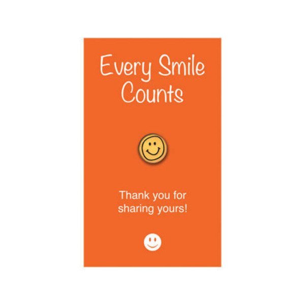 Smiley Face Lapel Pin on "Every Smile Counts" Appreciation Card, Stock - CLOSEOUT!