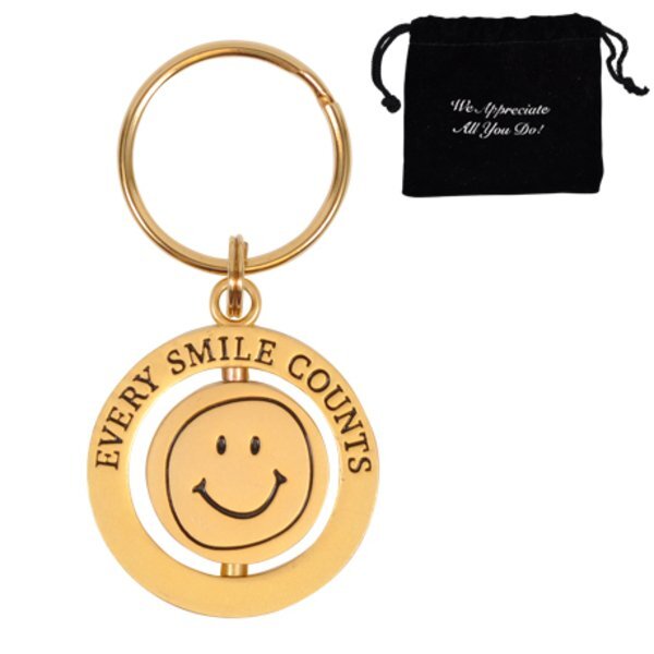 Every Smile Counts - Gold, Appreciation Swivel Keychain, Stock - CLOSEOUT!