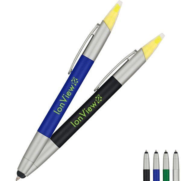 Three-in-One Retractable Pen, Highlighter & Stylus