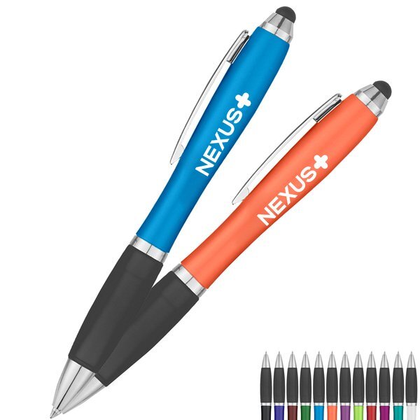 Satin Retractable Stylus Colorful Barrel Pen