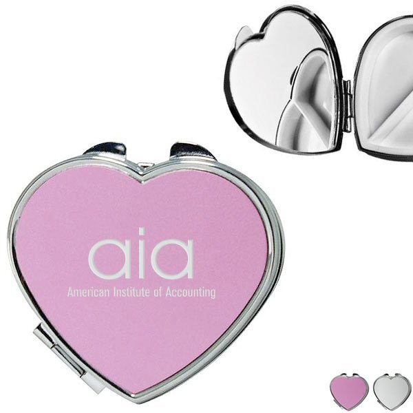 Heart Shaped Pill Box w/ Mirror, Two Compartment