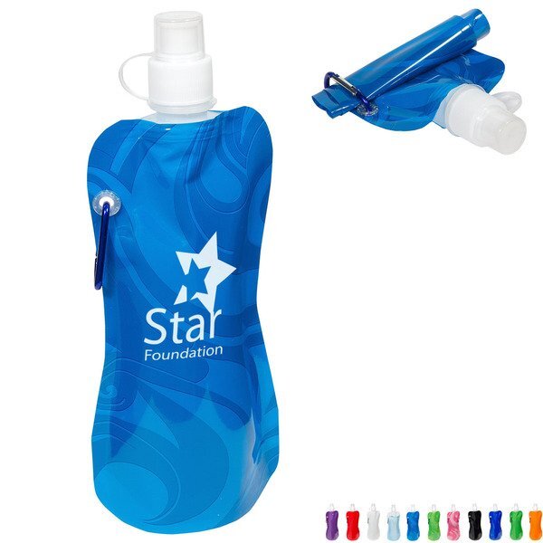 Flex Foldable Water Bottle w/ Carabiner, 16oz., BPA Free