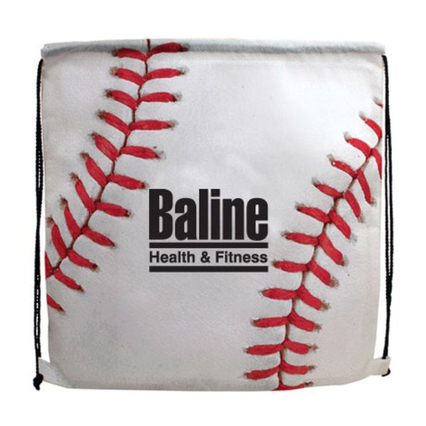 Baseball Style 210D Polyester Drawstring Backpack