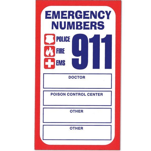 Stock Business Card Magnet, Emergency Numbers