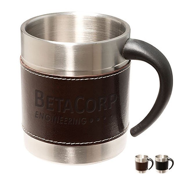 Empire™ Leather-Stainless Coffee Cup, 10oz.