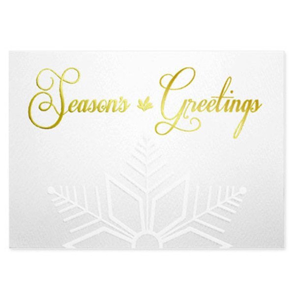 Season's Greetings Gold Embossed Snowflake Holiday Greeting Card
