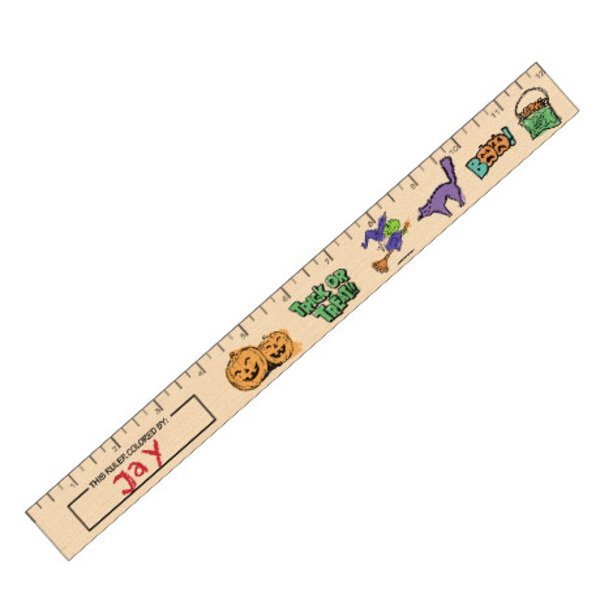 Color-Me Natural Finish Ruler, 12" - Halloween Safety Theme