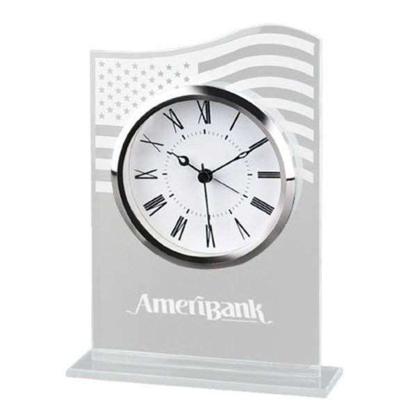 Patriotic Glass Desk Clock