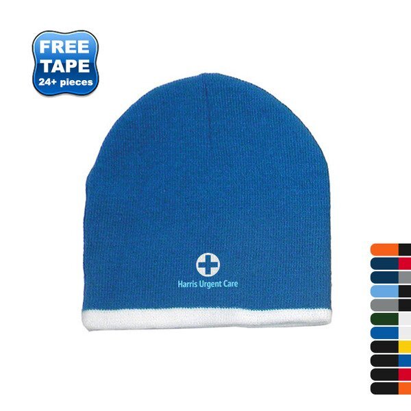 Two Color Acrylic Knit Beanie