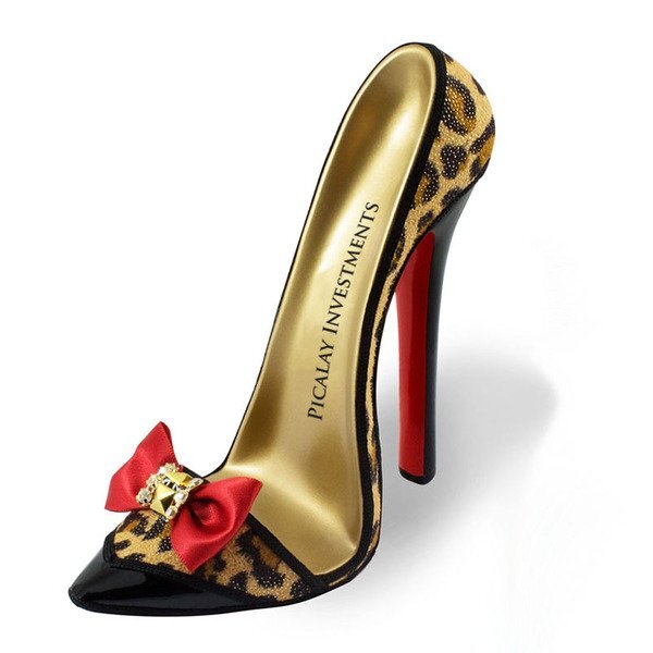 High Heel Shoe Phone Stand - Red Bow Leopard