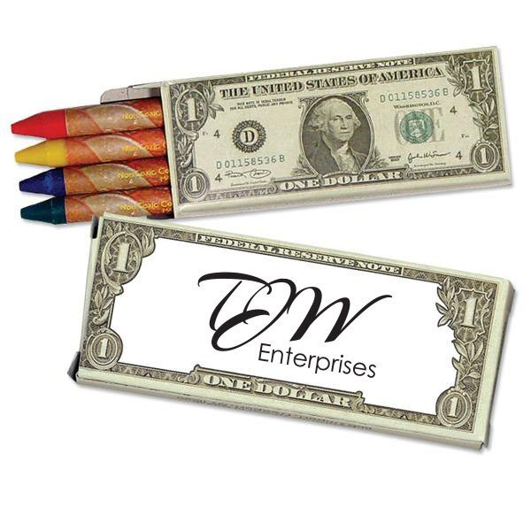 Four Pack Crayons, Dollar Bill Design Custom