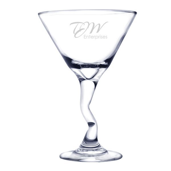 Bent Martini Glass, Deep Etched, 9.25oz.