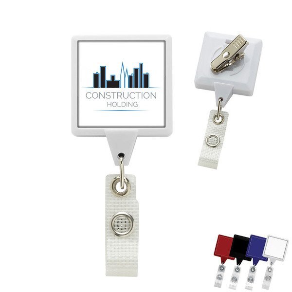 Jumbo Square Retractable Badgeholder, Alligator Clip w/Antimicrobial Additive