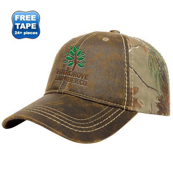 Faux Leathered Poly Cotton Unconstructed Cap with Realtree® Camo Back