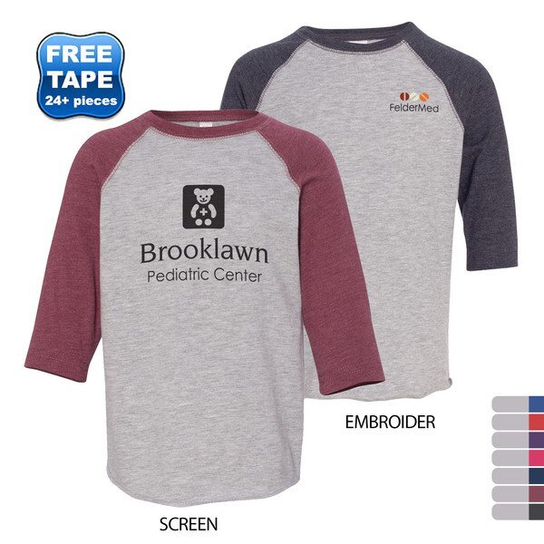 Rabbit Skins® Fine Jersey Three-Quarter Sleeve Baseball Toddler T-Shirt