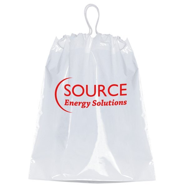 Cotton Drawstring Plastic Bag with Gusset, 12" x 16"