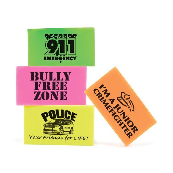 Neon Safety Message Erasers, Stock