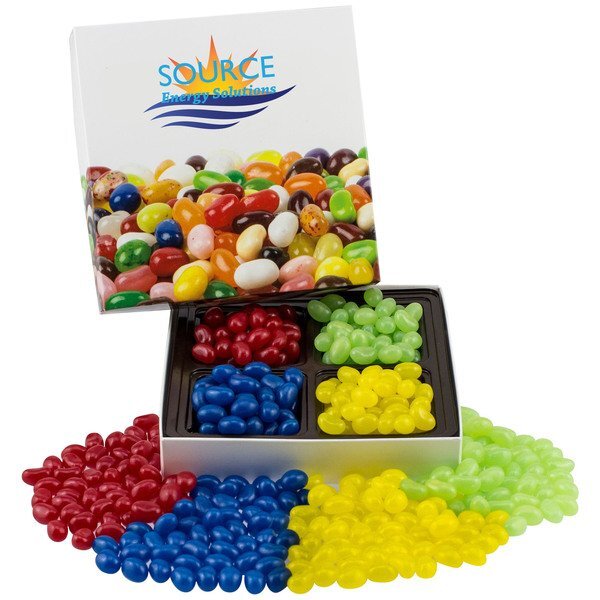 Square Custom Candy Box w/ Corporate Color Jelly Beans