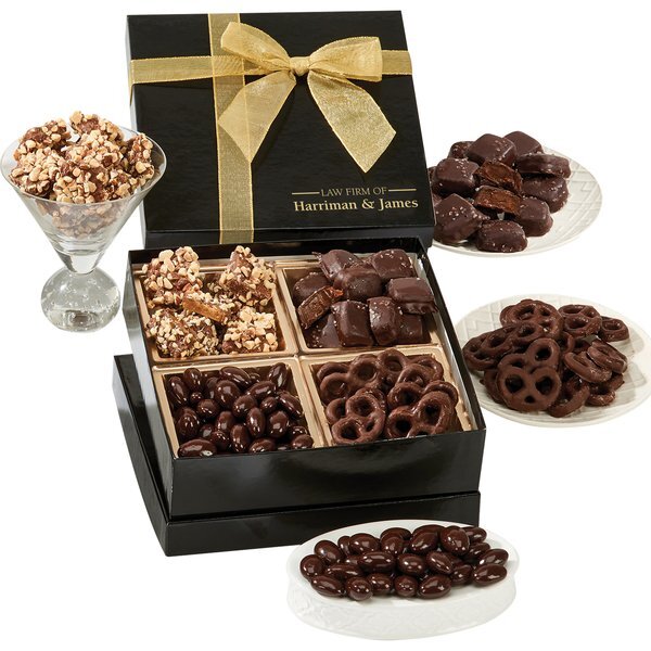 Chairman Box w/ Chocolate Covered Almonds, Sea Salt Caramels, Almond Butter Crunch & Mini Chocolate Pretzels