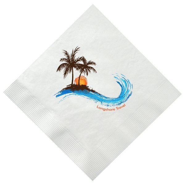 White Luncheon Napkin, 3 Ply, Full Color