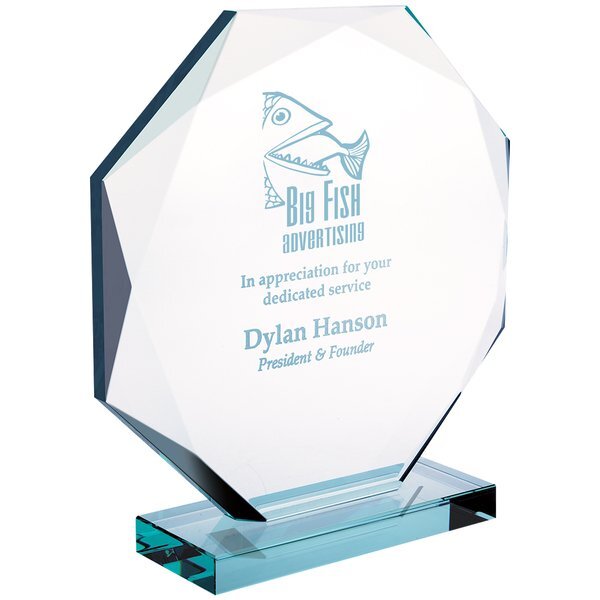Octagon Jade Glass Award, Small, 6-1/4"