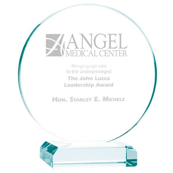 Round Jade Glass Award, Large, 6-1/2"