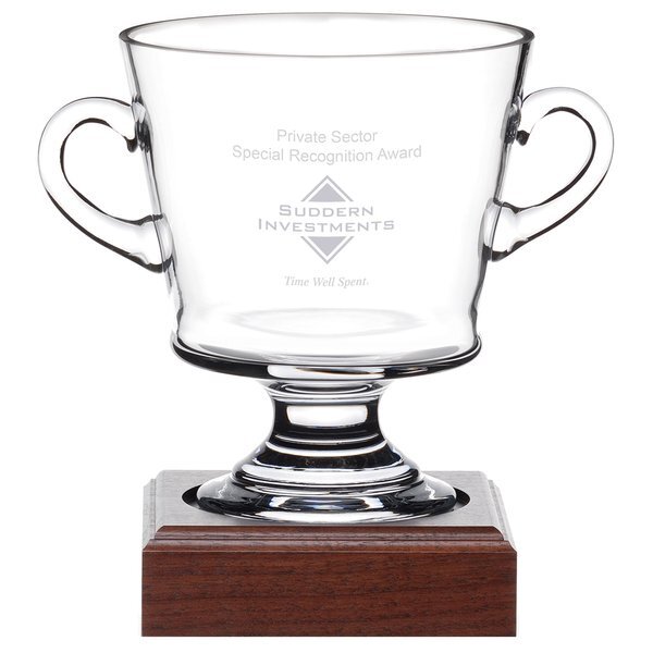 Nantucket Cup Glass Award with Wood Base, 9-9/16"