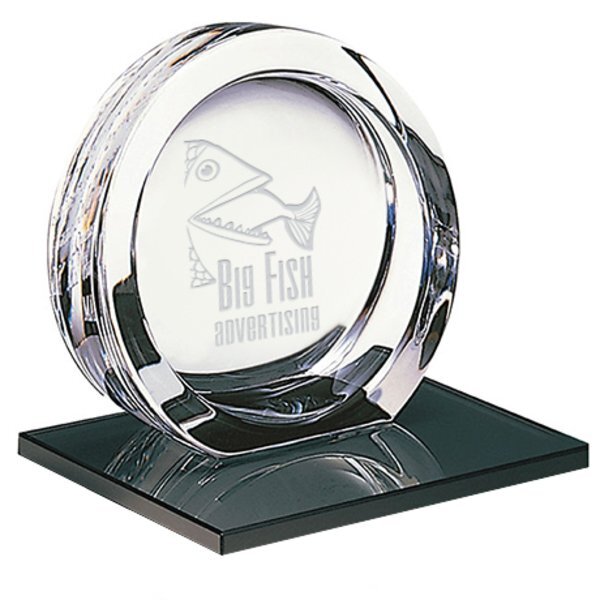 Mario Cioni® High Tech 24% Full Lead Crystal Award on Glass Base, Large, 6-1/2"