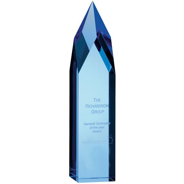 Ice Pillar Blue Crystal Award, 11"