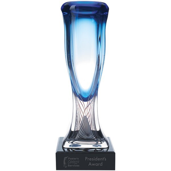 Azul Art Glass Award with Glass Base, 17"