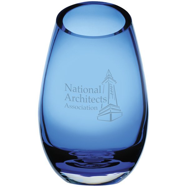 Cairo Blue Glass Vase, 9"